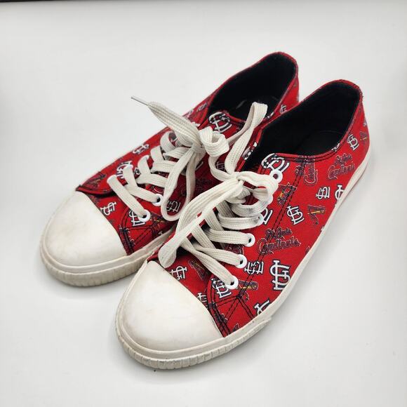 Foco St. Louis Cardinals low top repeat print canvas sneaker shoes woman's sz 10 - Picture 1 of 9